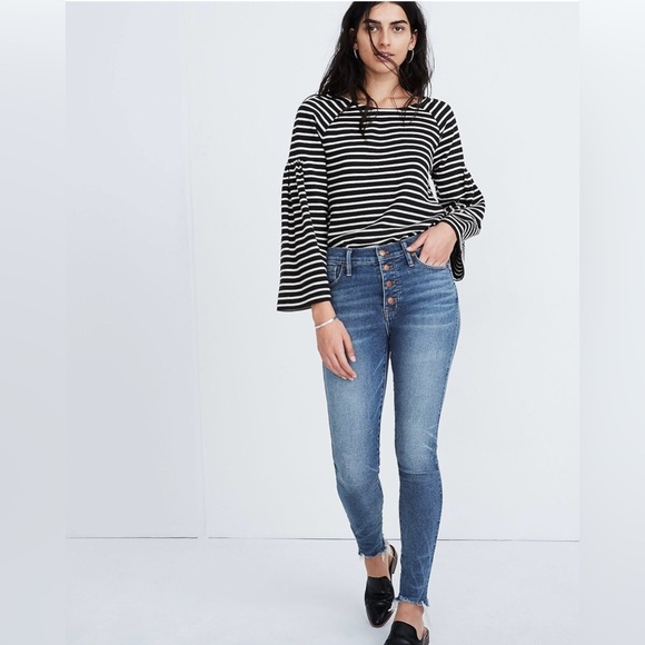 Madewell Denim - Petite 10" High-Rise Skinny Jeans in Cordova Wash: Button-Front Edition
